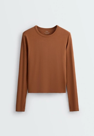 Cotton blend long-sleeved T-shirt- Заказать в России