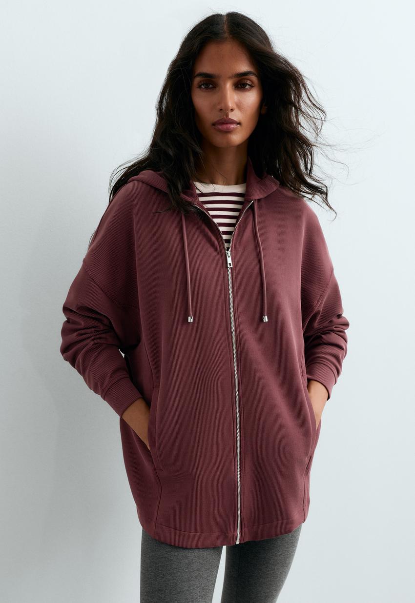 Casaco oversize em modal suave com rib