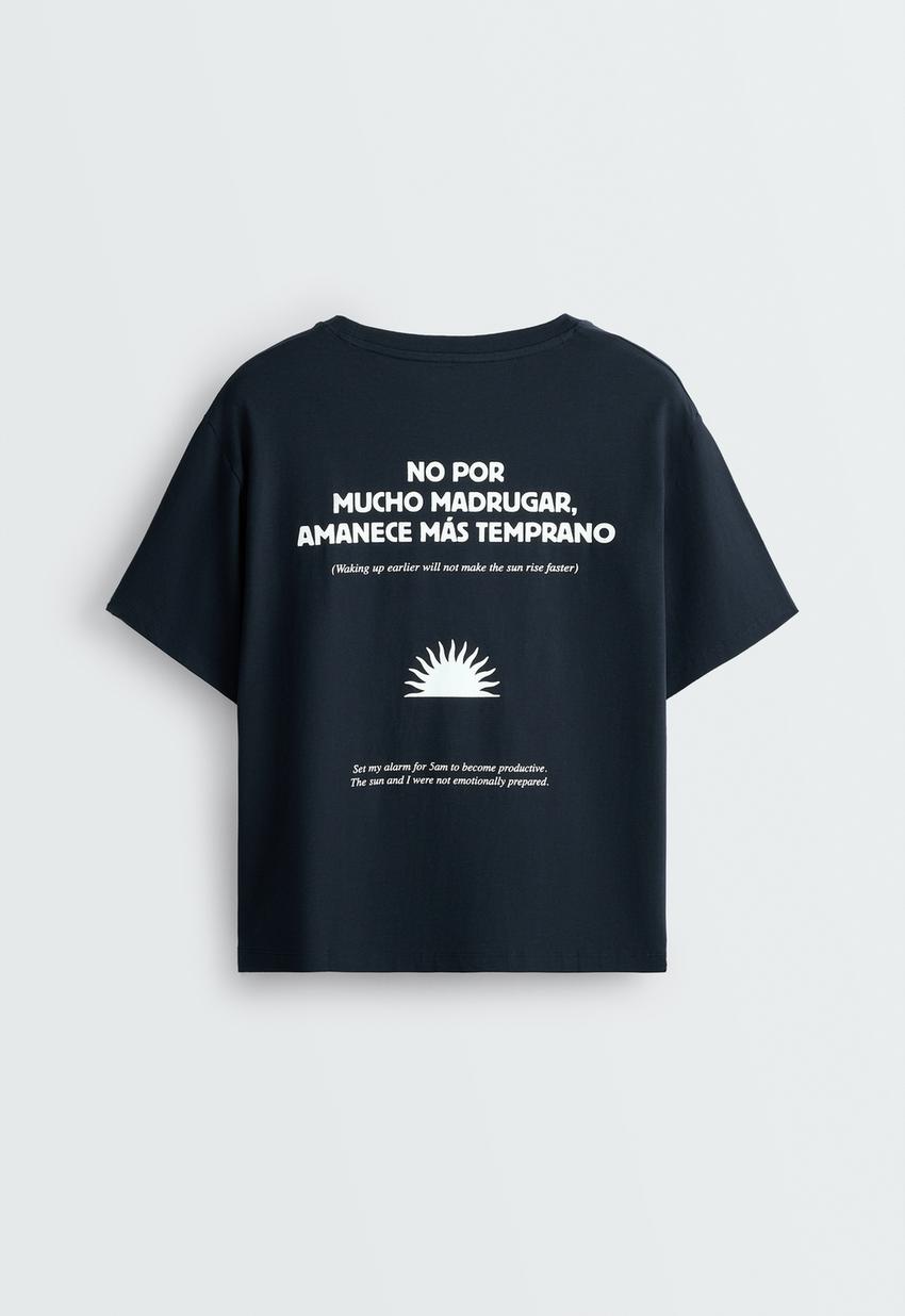 T-shirt boxy de manga curta em mistura de algodão com estampado