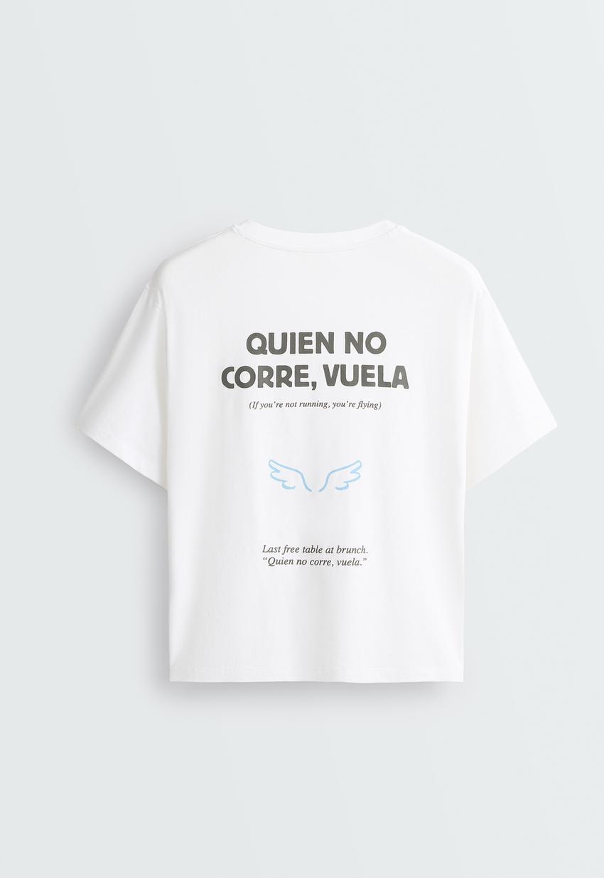 T-shirt boxy de manga curta em mistura de algodão com estampado