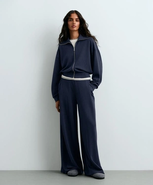 Pinstripe boxy jacket with modal- Заказать в России