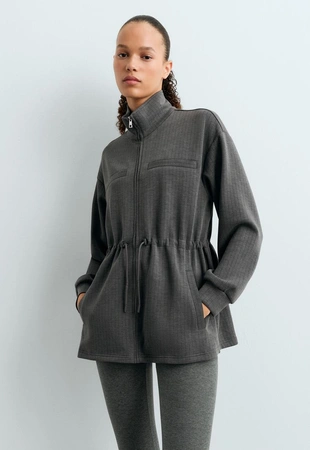 Long soft-touch pinstripe modal jacket- Заказать в России