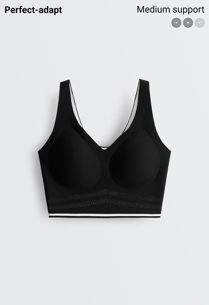 Sutiã de desporto Perfect-adapt, suporte médio e piping