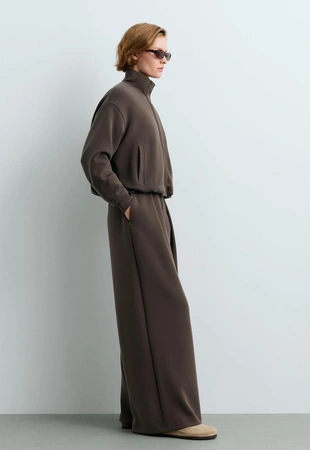 BROWN|5679/933/753 - OYSHO Широкие брюки в полоску из модала