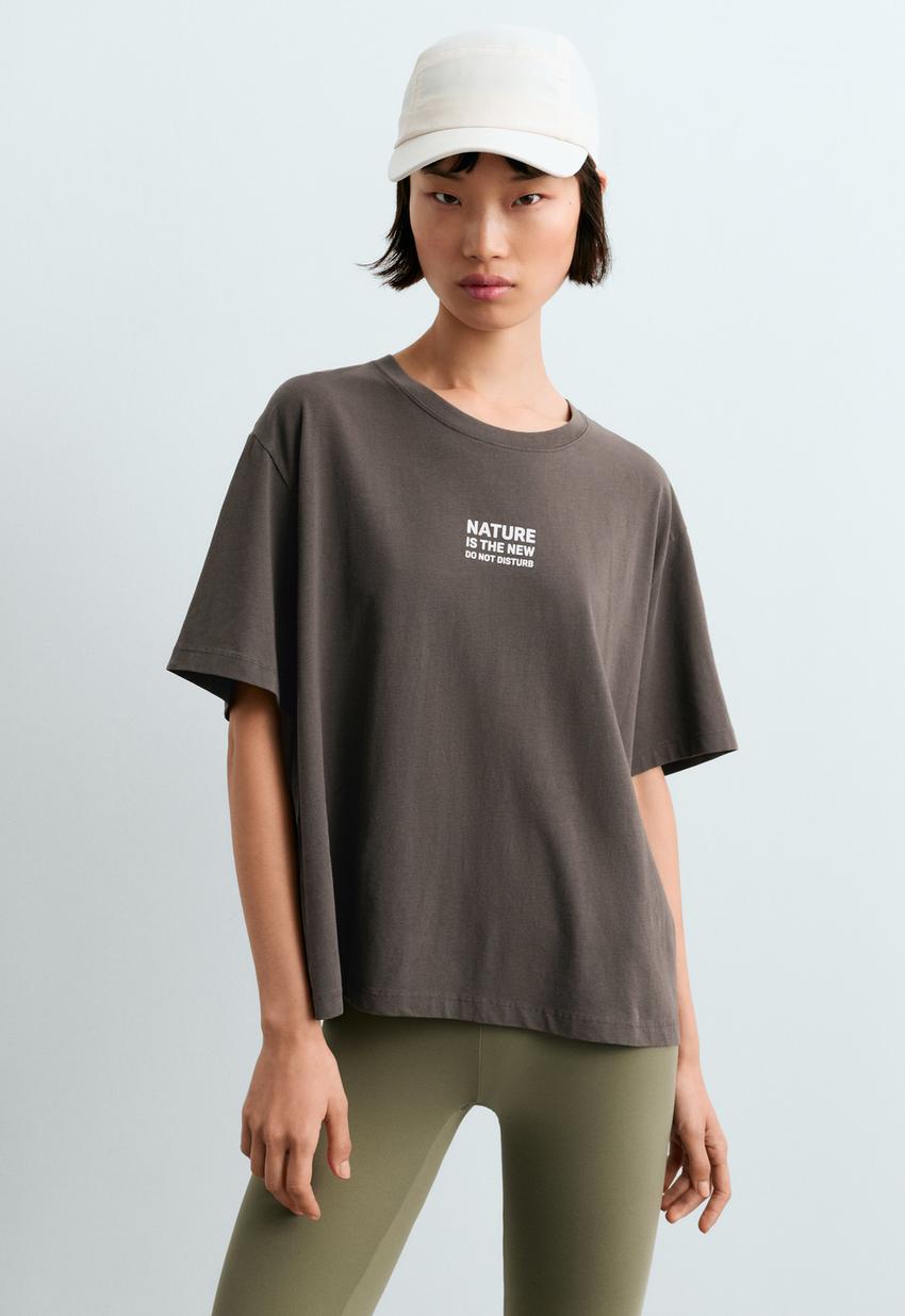 T-shirt Boxy com mistura de algodão estampado