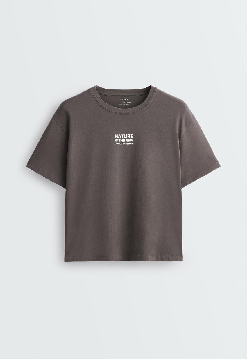 T-shirt Boxy com mistura de algodão estampado