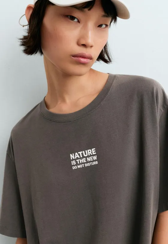 T-shirt Boxy com mistura de algodão estampado