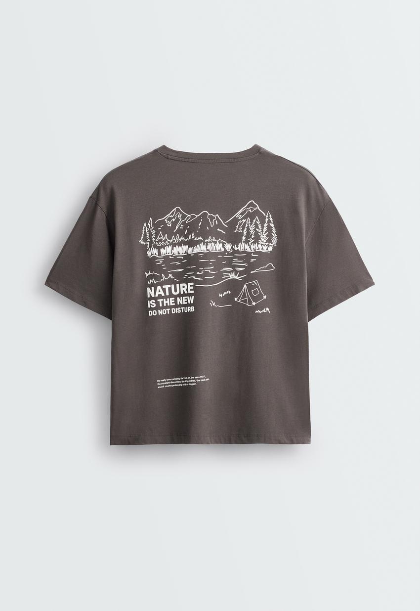 T-shirt Boxy com mistura de algodão estampado