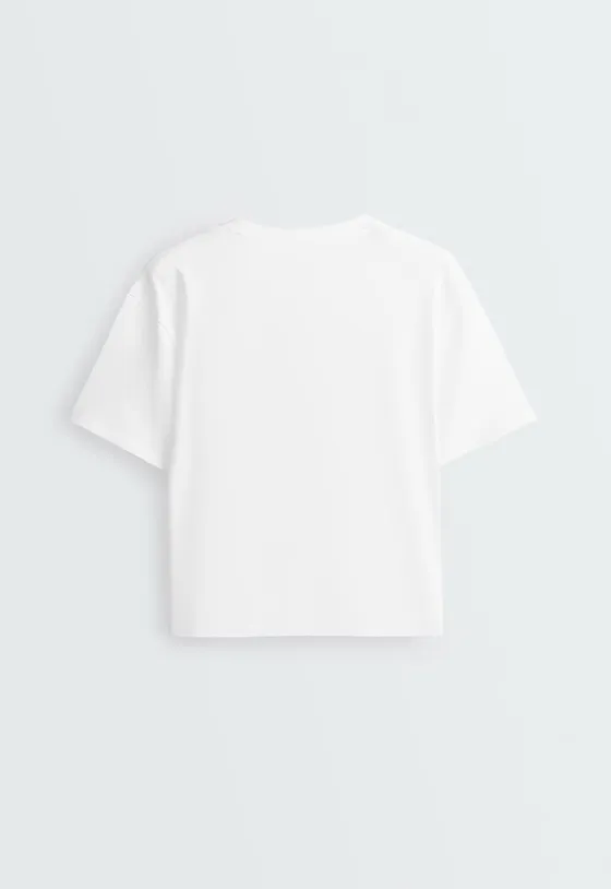 T-shirt Boxy em mistura de algodão estampado