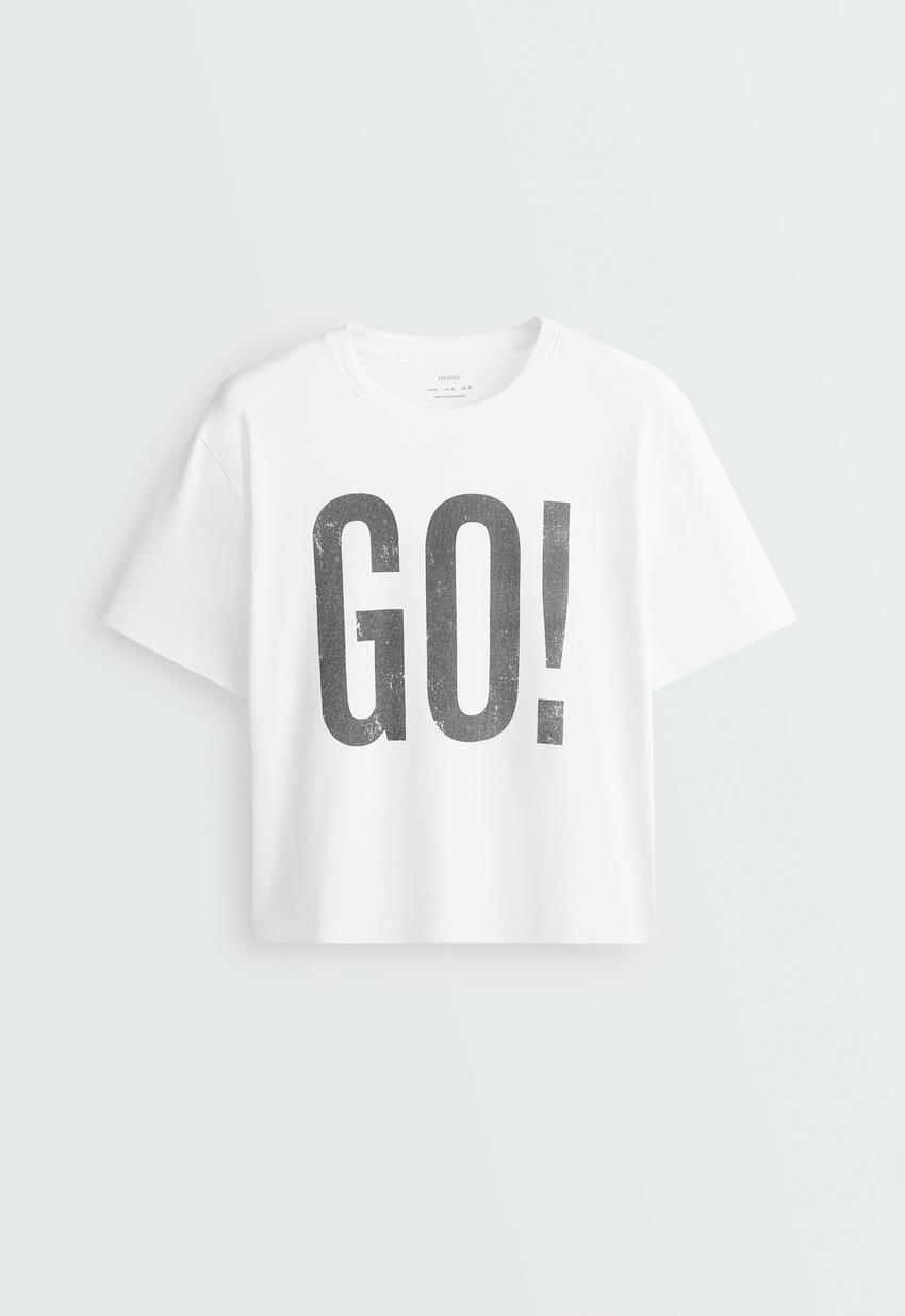 T-shirt Boxy em mistura de algodão estampado