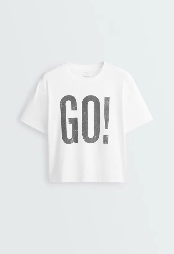 T-shirt Boxy em mistura de algodão estampado