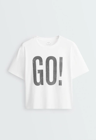 Boxy cotton blend T-shirt with print- Заказать в России