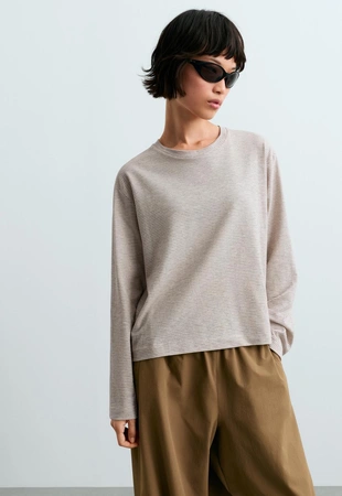 CHARCOAL GREY|7554/620/038 - OYSHO Футболка, длинный рукав, смесовый хлопок, полоска