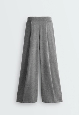 GREY MELANGE|5653/770/812 - OYSHO Широкие вязаные брюки со складками