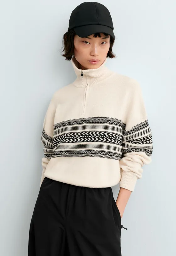 Свитер вязаный 100% хлопок Jacquard