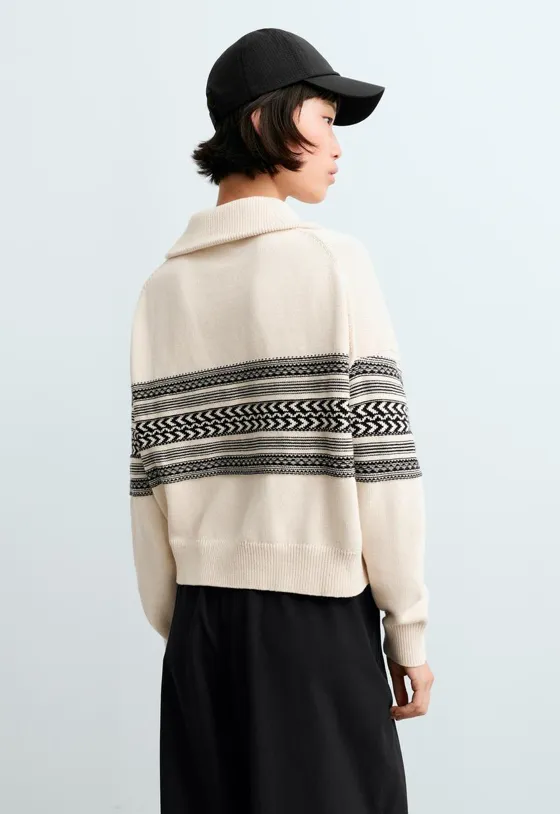 Свитер вязаный 100% хлопок Jacquard