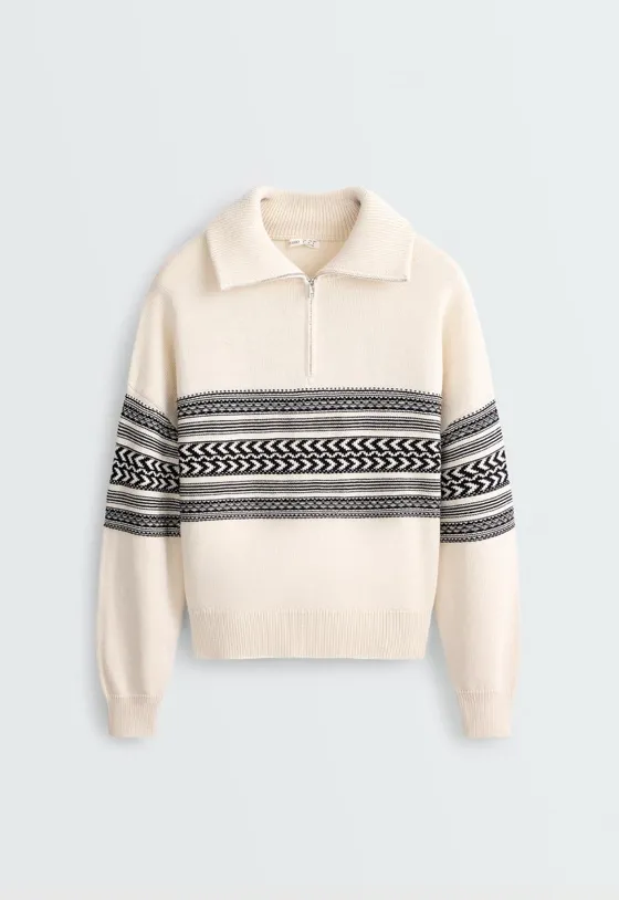 Свитер вязаный 100% хлопок Jacquard