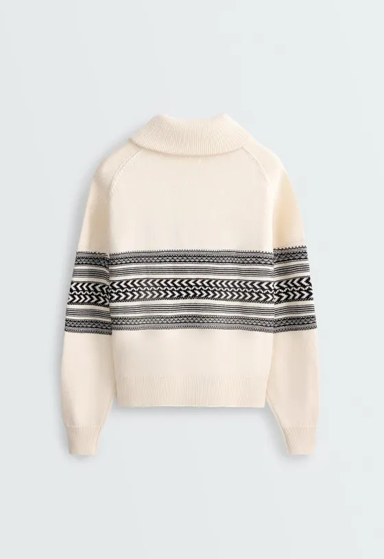 Свитер вязаный 100% хлопок Jacquard