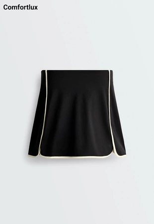 BLACK|6143/332/800 - OYSHO Короткая юбка COMFORTLUX с контрастной отделкой