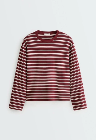 Relaxed long sleeve striped T-shirt- Заказать в России
