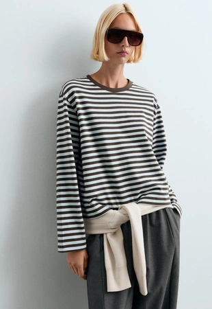 100% cotton long-sleeved T-shirt- Заказать в России