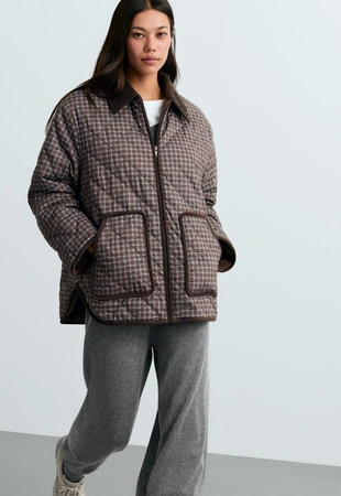 Стеганая миди-куртка Fellex® Aerogel в клетку- Заказать в России
