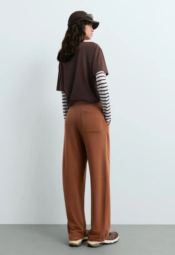 Прямые брюки из смесового футера с регулируемым низом