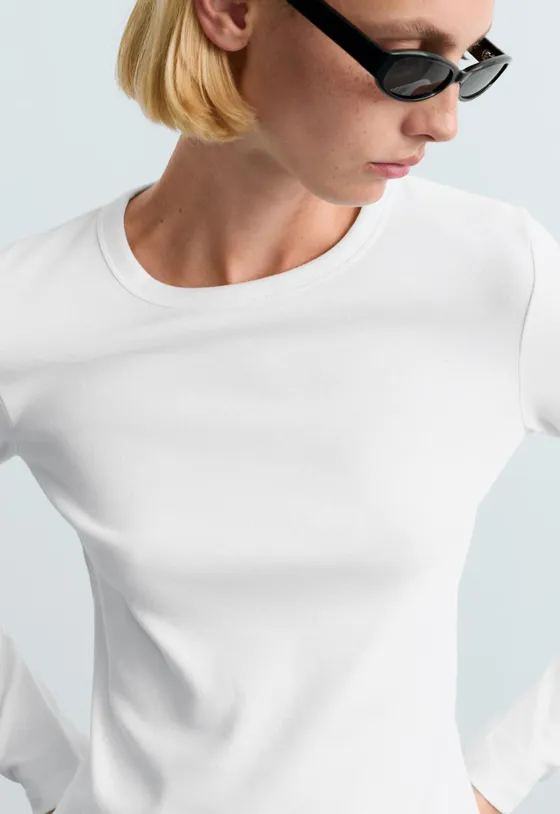 T-shirt Rib manga comprida