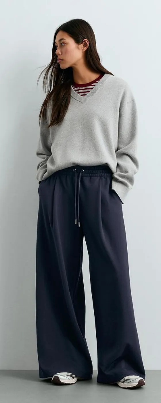 Брюки Wide leg из хлопка пике