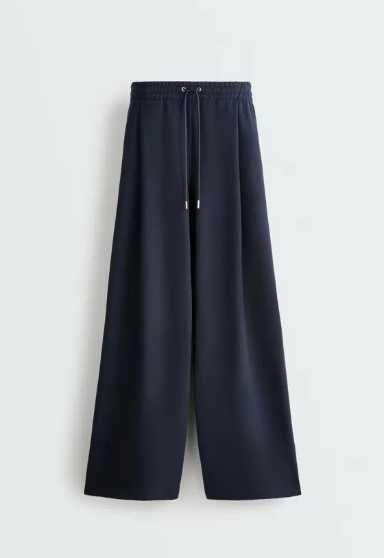 Брюки Wide leg из хлопка пике