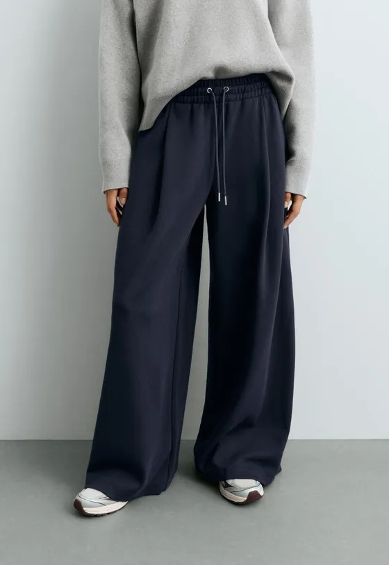 Брюки Wide leg из хлопка пике