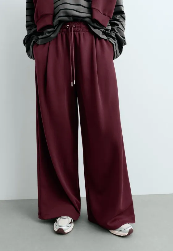 Брюки Wide leg из хлопка пике