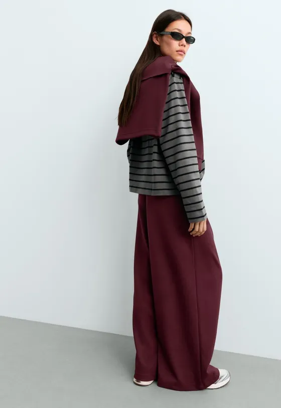 Брюки Wide leg из хлопка пике