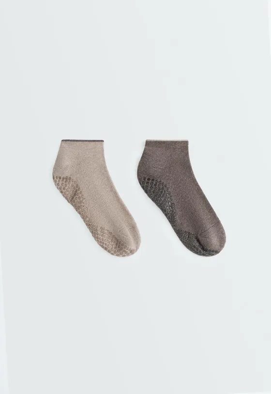 Pack de 2 pares de meias Sneaker para Yoga e Pilates em mistura de algodão