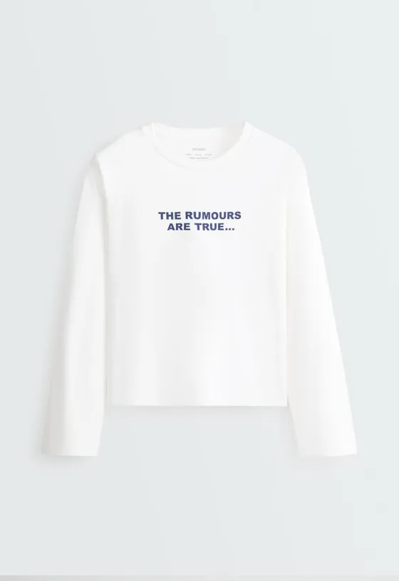 T-shirt manga comprida 100% algodão com texto