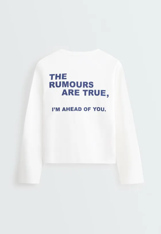 T-shirt manga comprida 100% algodão com texto