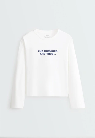 100% cotton long-sleeved T-shirt with text- Заказать в России