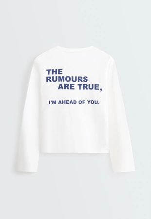 100% cotton long-sleeved T-shirt with text- Заказать в России