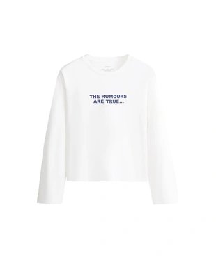 100% cotton long-sleeved T-shirt with text- Заказать в России
