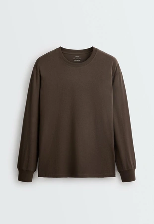 Oversize long-sleeved cotton-blend t-shirt- Заказать в России