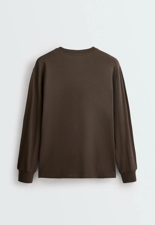 Oversize long-sleeved cotton-blend t-shirt- Заказать в России