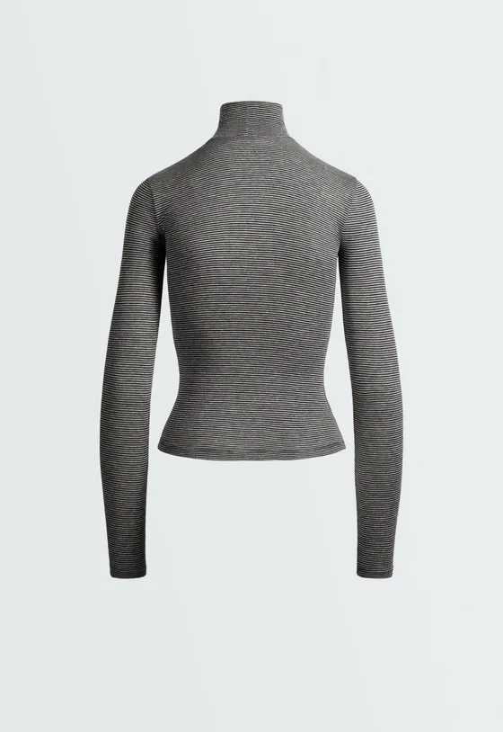 Футболка base layer с высоким воротником в полоску rib
