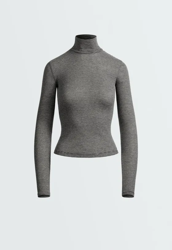 Футболка base layer с высоким воротником в полоску rib