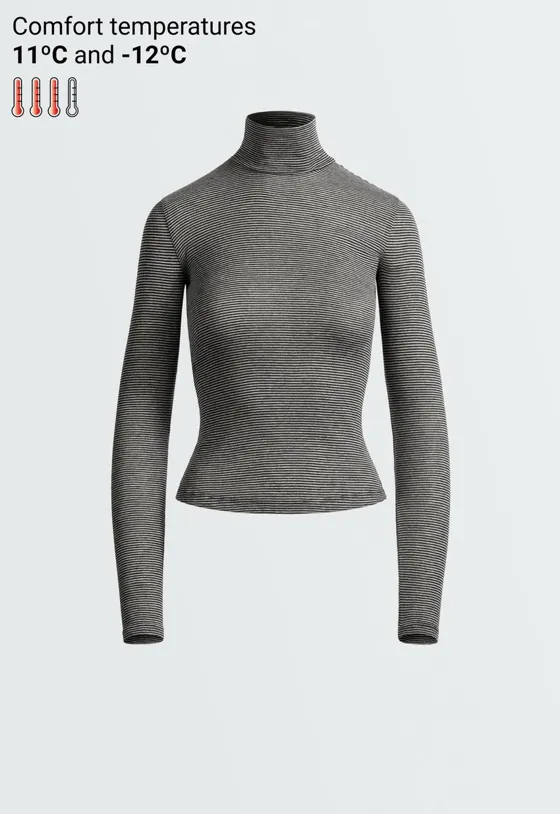 Футболка base layer с высоким воротником в полоску rib