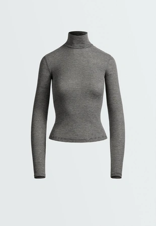 Футболка base layer с высоким воротником в полоску rib- Заказать в России