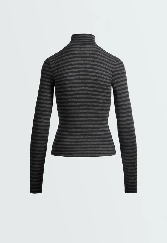 Футболка base layer с высоким воротником в полоску rib