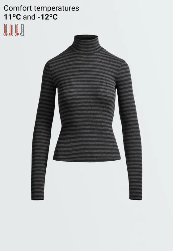 Футболка base layer с высоким воротником в полоску rib