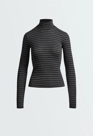 Футболка base layer с высоким воротником в полоску rib- Заказать в России