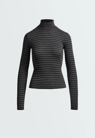 Футболка base layer с высоким воротником в полоску rib- Заказать в России
