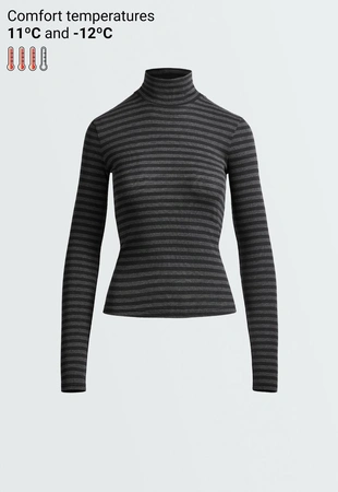 Футболка base layer с высоким воротником в полоску rib- Заказать в России